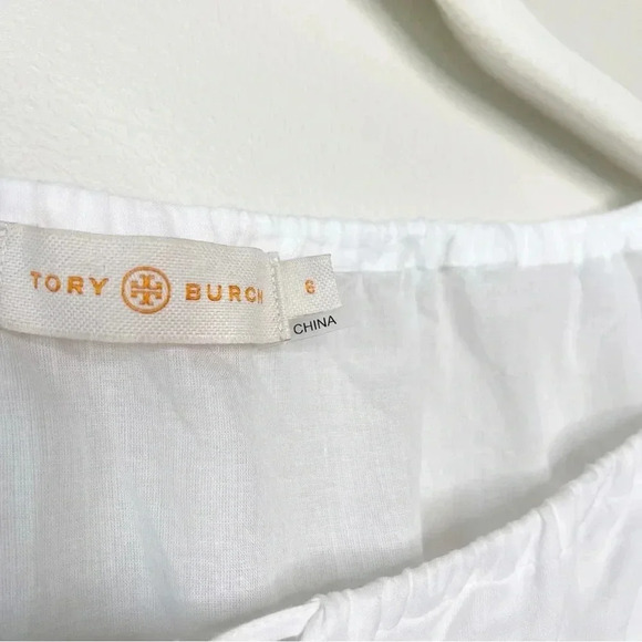 Tory Burch Madeline Sequin Peasant Blouse 100% Cotton Size 6 - Picture 6 of 13